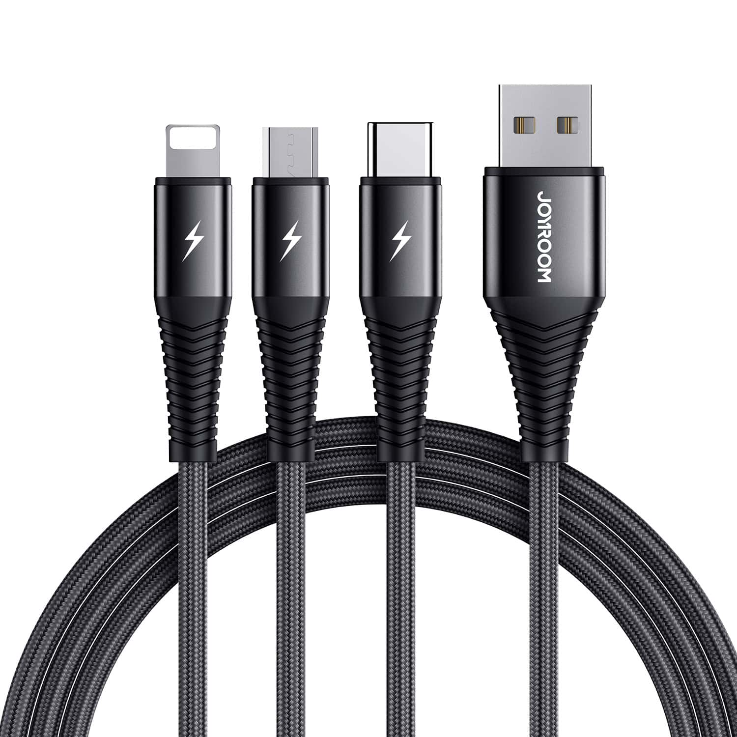 Joyroom 3-in-1 oplaadkabel 1.2m - Lightning, USB-C en micro-USB - Zwart Main Image