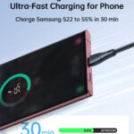 Joyroom 3m Nylon USB-C oplaadkabel - 3A Snellader - Zwart - 2
