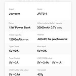 Joyroom Powerbank - Zwart - 15W - 20000mAh - 9