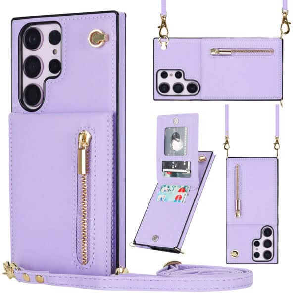 Solidenz Fashion Wallet hoesje met koord Samsung Galaxy S23 Ultra - Violet