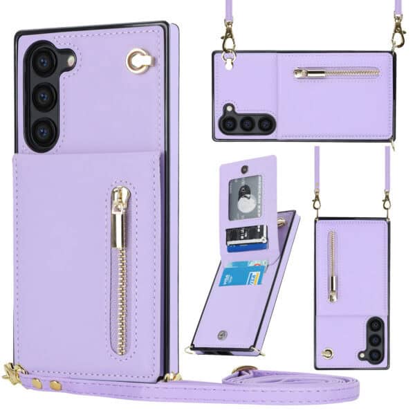 Solidenz Fashion Wallet hoesje met koord Samsung Galaxy S23 Plus - Violet