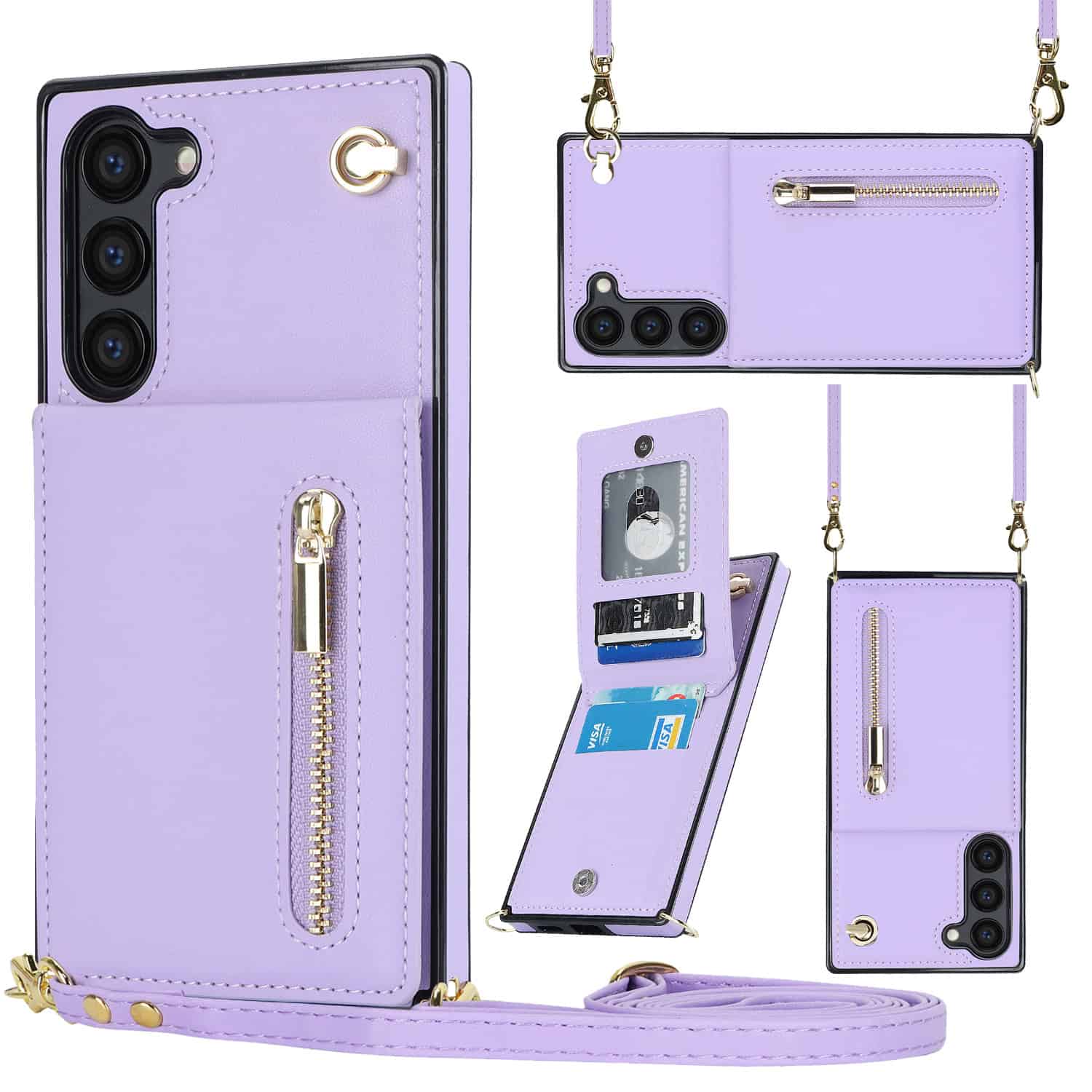 Solidenz Fashion Wallet hoesje met koord Samsung Galaxy S23 Plus - Violet Main Image
