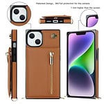 Solidenz Fashion Wallet hoesje met koord iPhone 14 - Bruin - 1