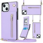 Solidenz Fashion Wallet hoesje met koord iPhone 15 - Violet Main Image