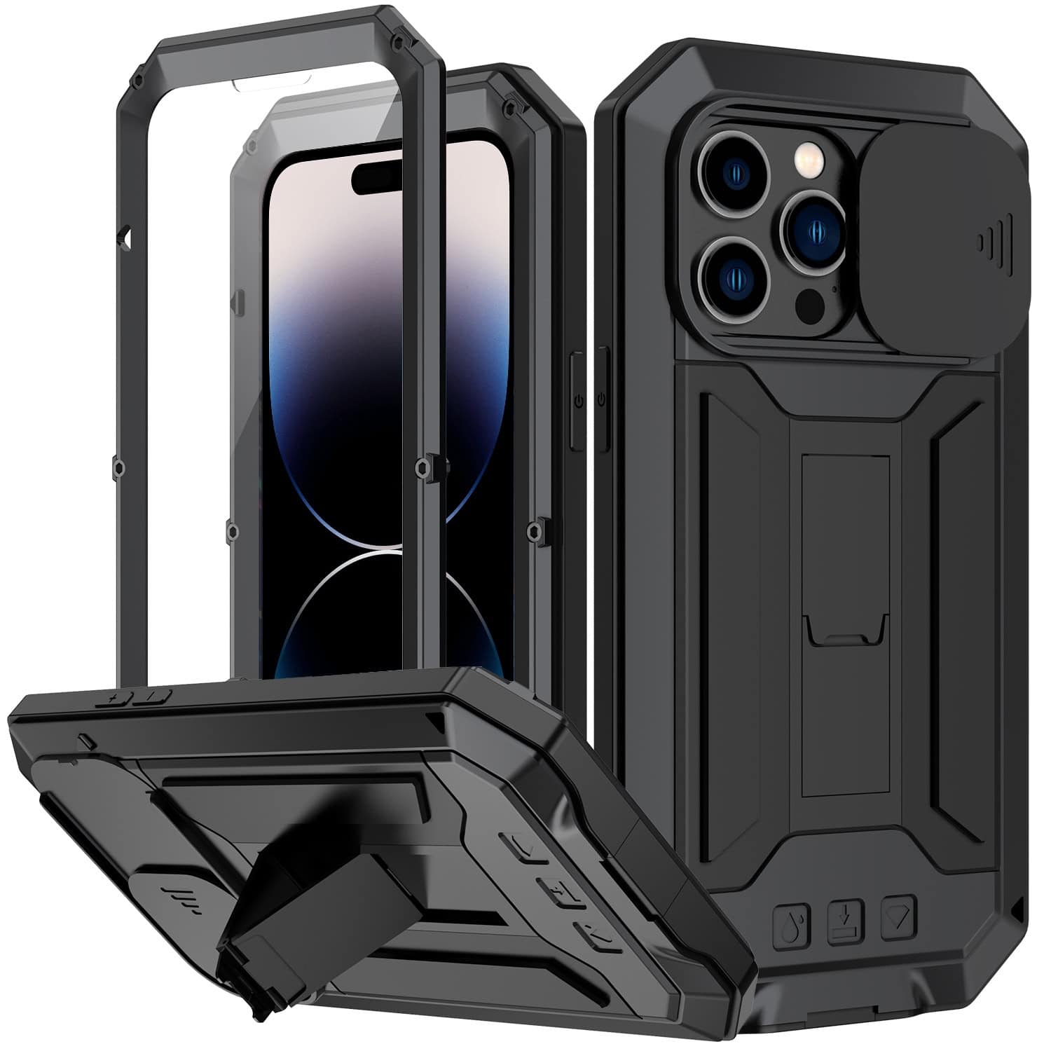 Stofdicht metalen hoes iPhone 14 Pro Max - Zwart Main Image