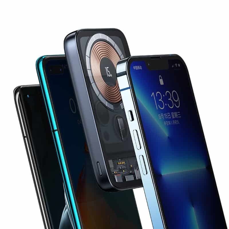 USAMS 10000 mAh magnetische en draadloze Powerbank met transparante achterkant Main Image
