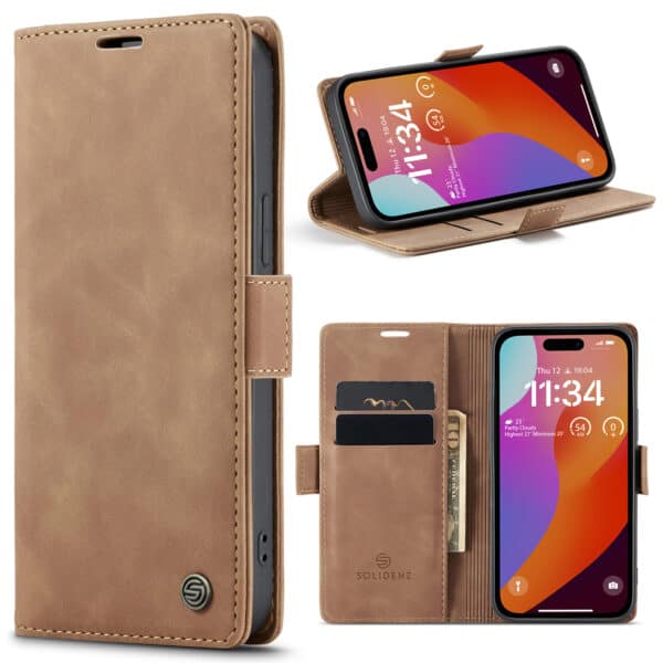 Solidenz Urban Book iPhone 15 Pro Max hoesje - Bruin