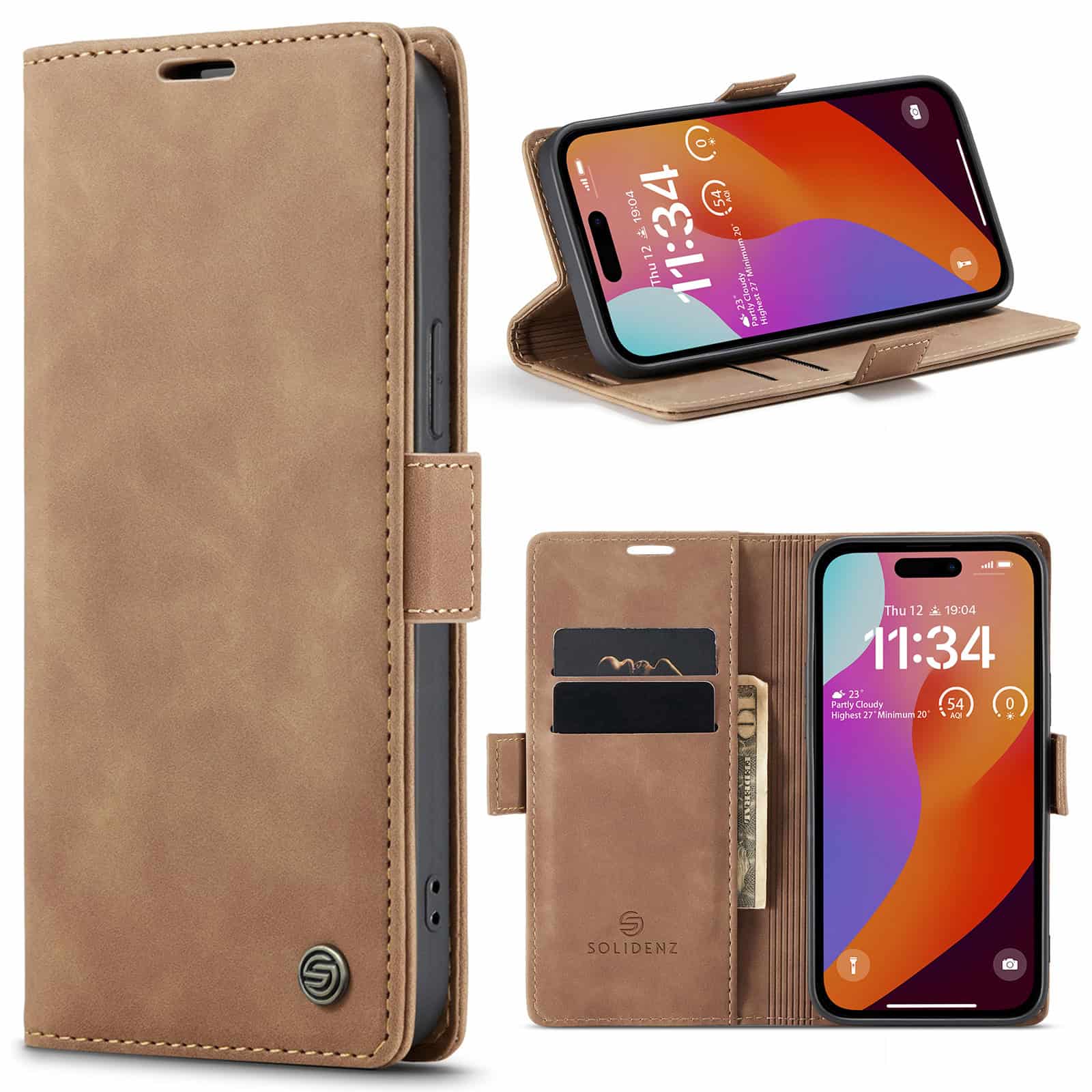 Solidenz Urban Book iPhone 15 Pro Max hoesje - Bruin Main Image
