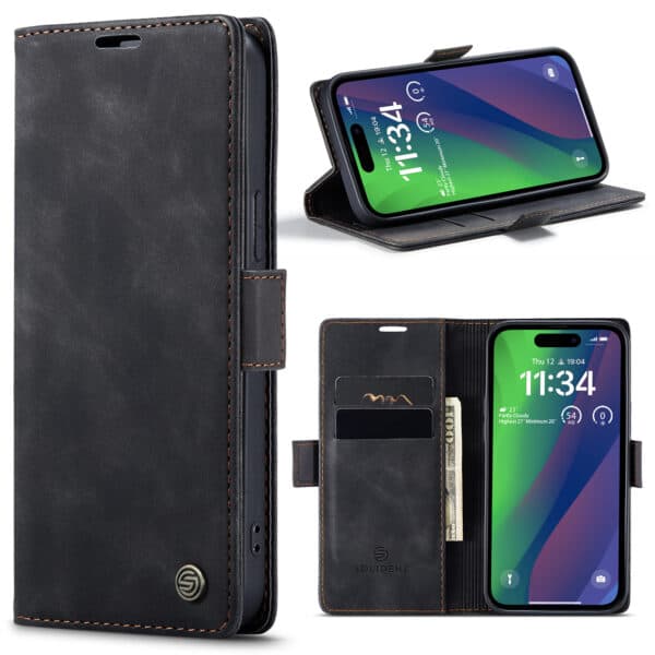 Solidenz Urban Book iPhone 15 hoesje - Zwart