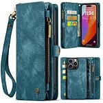 iPhone 15 Pro Max hoesje Solidenz wallet met rits en koord blauw Main Image