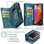 iPhone 15 Pro Max hoesje Solidenz wallet met rits en koord blauw - 10