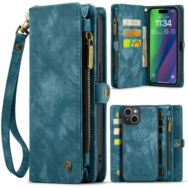 Solidenz Urban Wallet iPhone 14 hoesje - Blauw