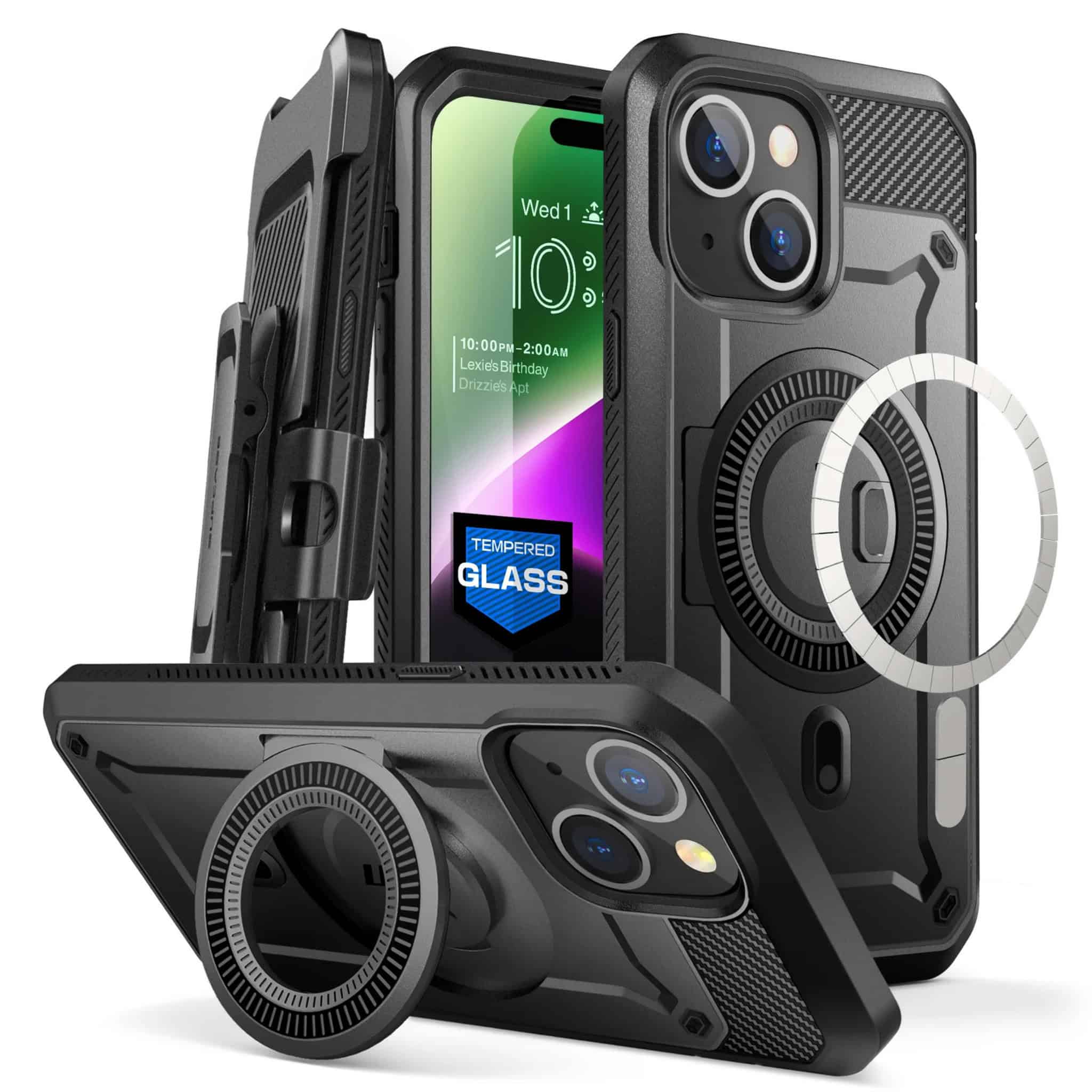 Supcase UBMag iPhone 15 Plus hoesje met screenprotector - Zwart Main Image