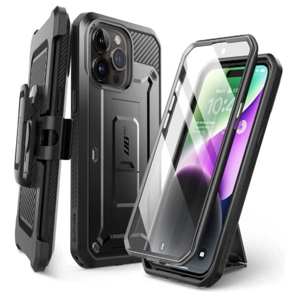Supcase 360 Backcase hoesje met screenprotector iPhone 15 Pro Max - Zwart