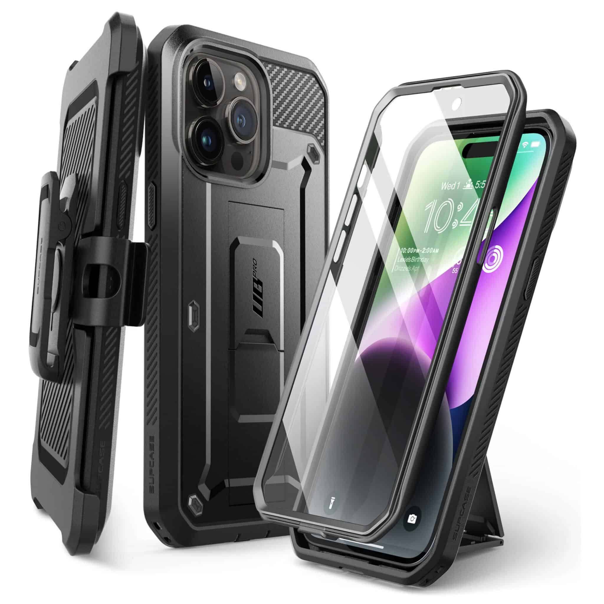 Supcase 360 Backcase hoesje met screenprotector iPhone 15 Pro Max - Zwart Main Image