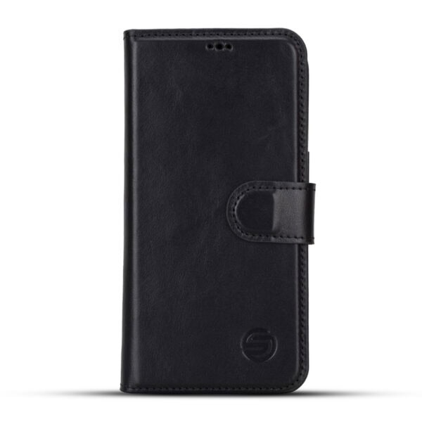Solidenz Moda Book iPhone 13 echt leren hoesje - Zwart
