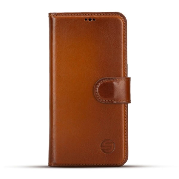 Solidenz Moda Book iPhone 13 echt leren hoesje - Bruin