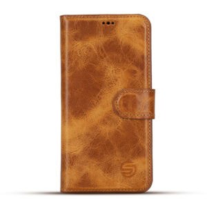 Solidenz Moda Book iPhone 13 Pro Max echt leren hoesje - Lichtbruin Main Image