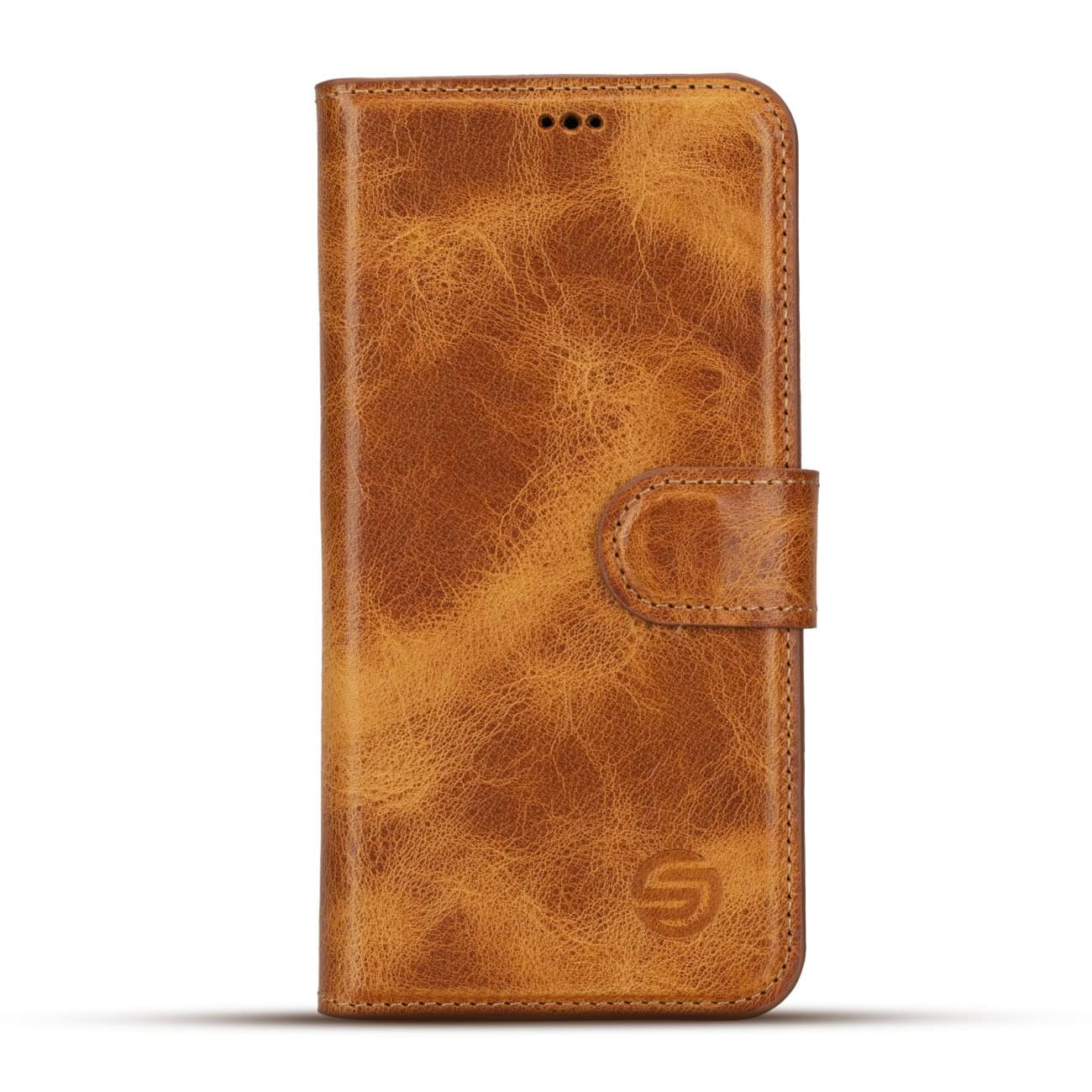 Solidenz Moda Book iPhone 13 Pro Max echt leren hoesje - Lichtbruin Main Image