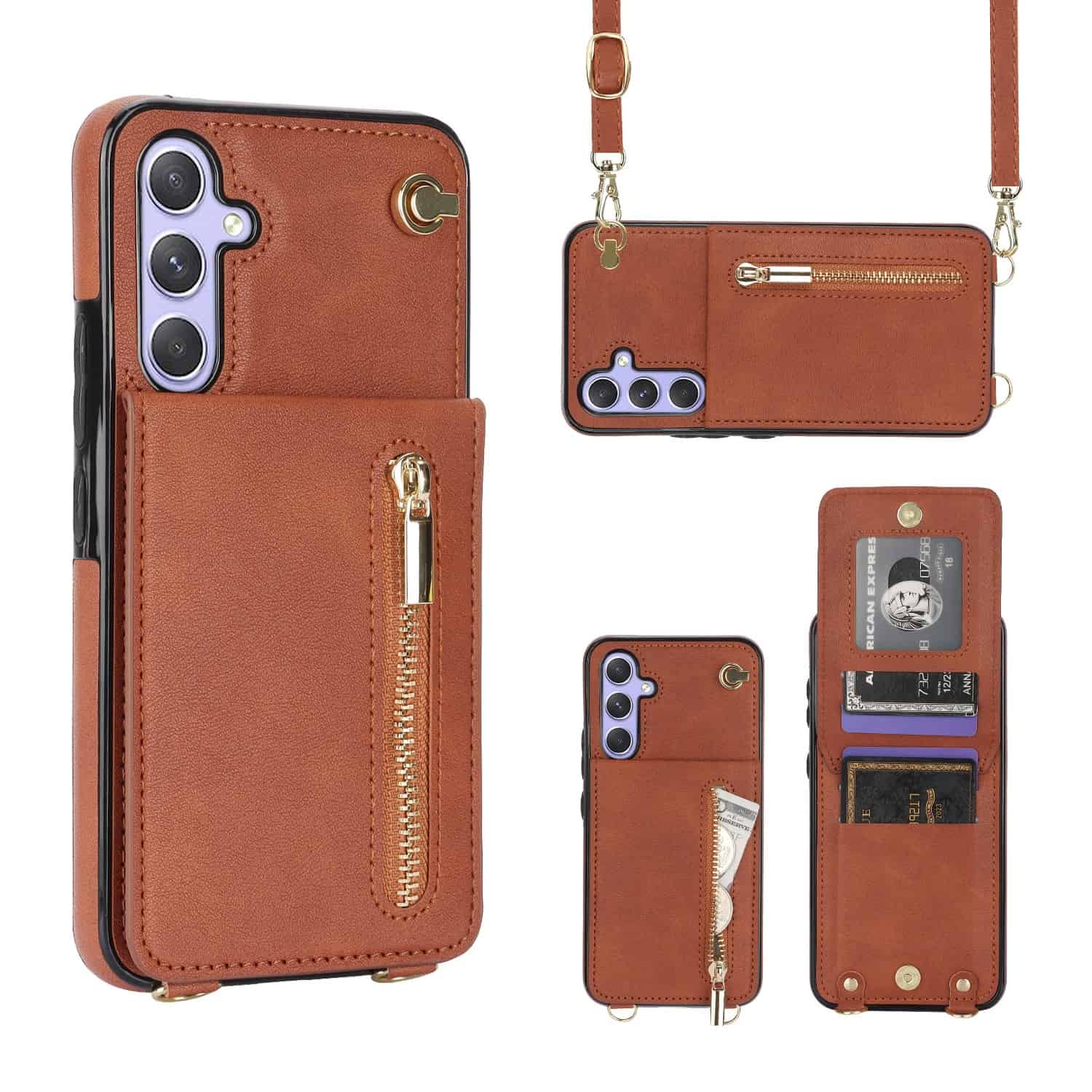 Solidenz Fashion Portemonnee hoesje met koord Samsung Galaxy A55 - Bruin Main Image