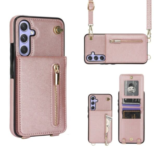 Solidenz Fashion Portemonnee hoesje met koord Samsung Galaxy A15 - Roségoud