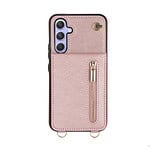 Solidenz Fashion Wallet hoesje met koord Samsung Galaxy A14 - Roségoud - 1
