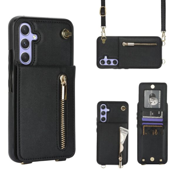 Solidenz Fashion Portemonnee hoesje met koord Samsung Galaxy A15 - Zwart