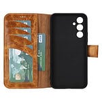 Solidenz Moda Book Samsung A54 echt leren hoesje - Lichtbruin - 3