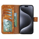 Solidenz Moda Book iPhone 13 Pro Max echt leren hoesje - Lichtbruin - 3