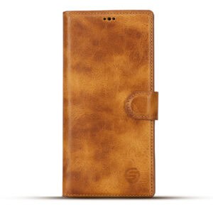 Solidenz Moda Book Samsung S24 Ultra echt leren hoesje - Lichtbruin Main Image