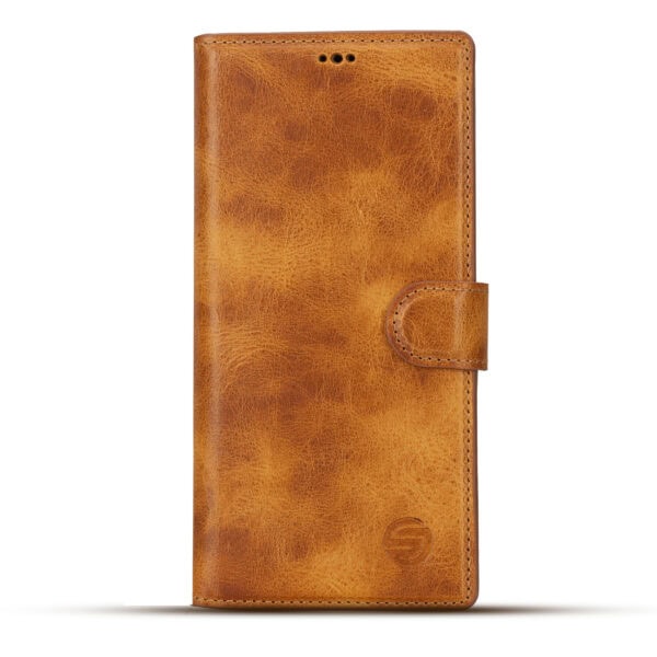 Solidenz Moda Book Samsung S24 Ultra echt leren hoesje - Lichtbruin