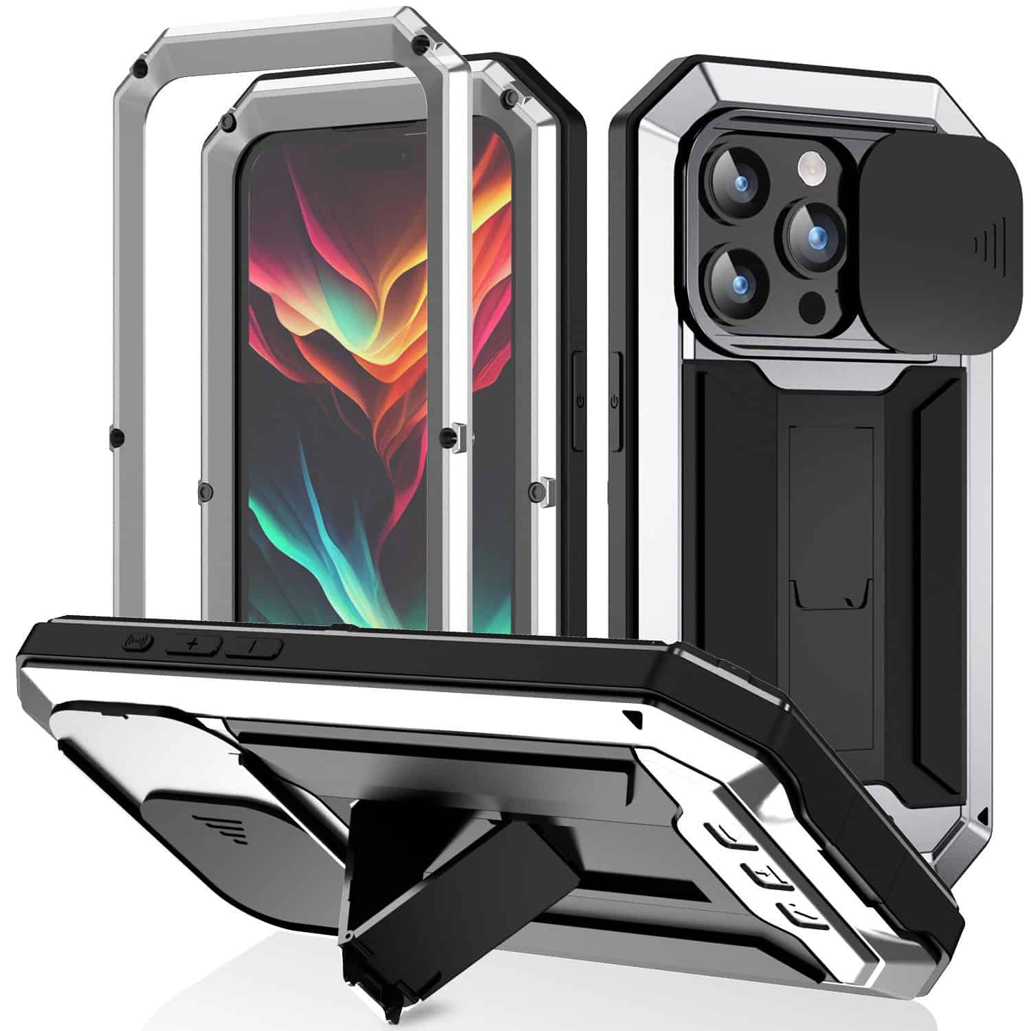 iPhone 15 Pro Max hoesje Fonu metalen stofdichte case zilver Main Image