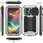 iPhone 15 Pro Max hoesje Fonu metalen stofdichte case zilver - 1
