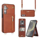 Solidenz Fashion Portemonnee hoesje met koord Samsung Galaxy S24 - Bruin Main Image