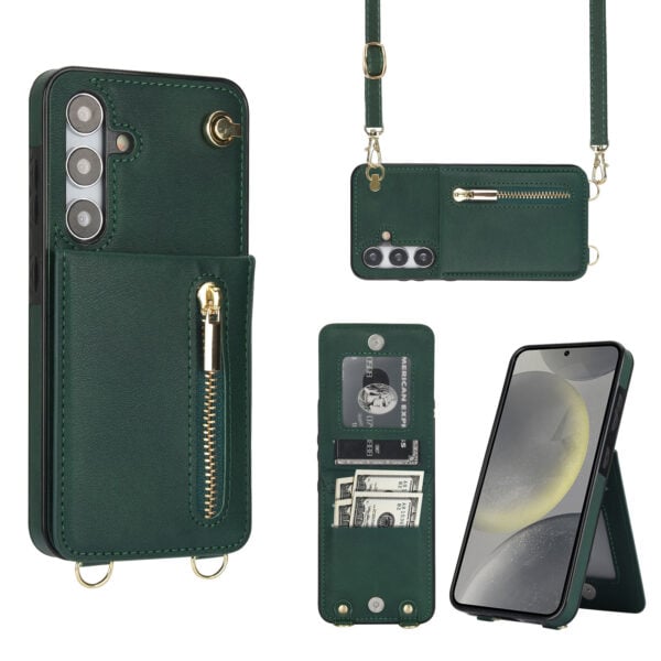 Solidenz Fashion Portemonnee hoesje met koord Samsung Galaxy S24 - Groen