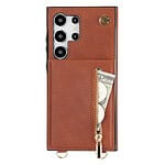 Solidenz Fashion Portemonnee hoesje met koord Samsung Galaxy S24 Ultra - Bruin - 1