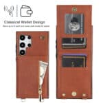 Solidenz Fashion Portemonnee hoesje met koord Samsung Galaxy S24 Ultra - Bruin - 2