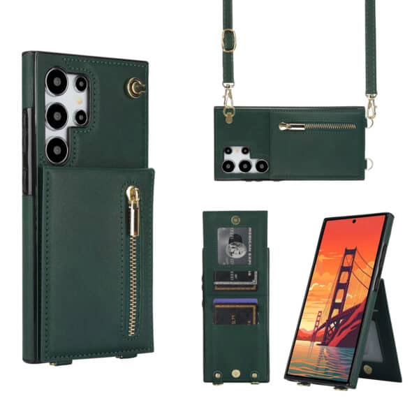 Solidenz Fashion Portemonnee hoesje met koord Samsung Galaxy S24 Ultra - Groen