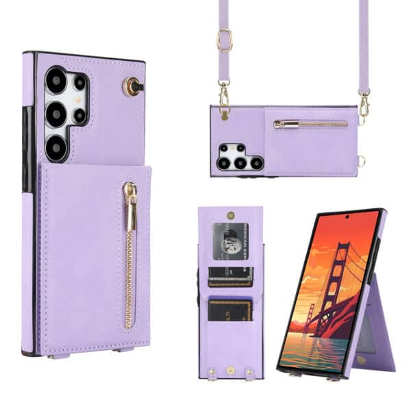 Solidenz Fashion Portemonnee hoesje met koord Samsung Galaxy S24 Ultra - Violet