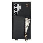 Solidenz Fashion Portemonnee hoesje met koord Samsung Galaxy S24 Ultra - Zwart - 1