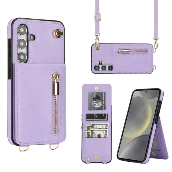 Solidenz Fashion Portemonnee hoesje met koord Samsung Galaxy S24 - Violet