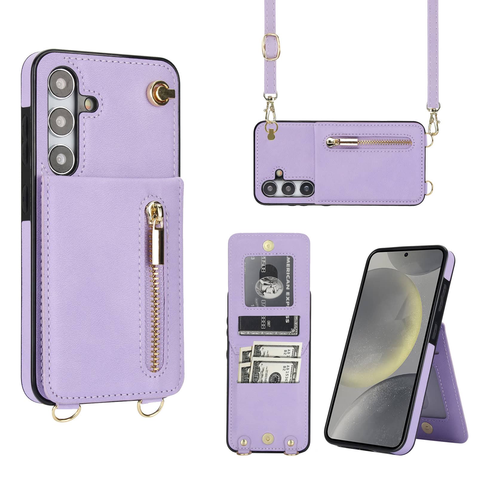 Solidenz Fashion Portemonnee hoesje met koord Samsung Galaxy S24 - Violet Main Image