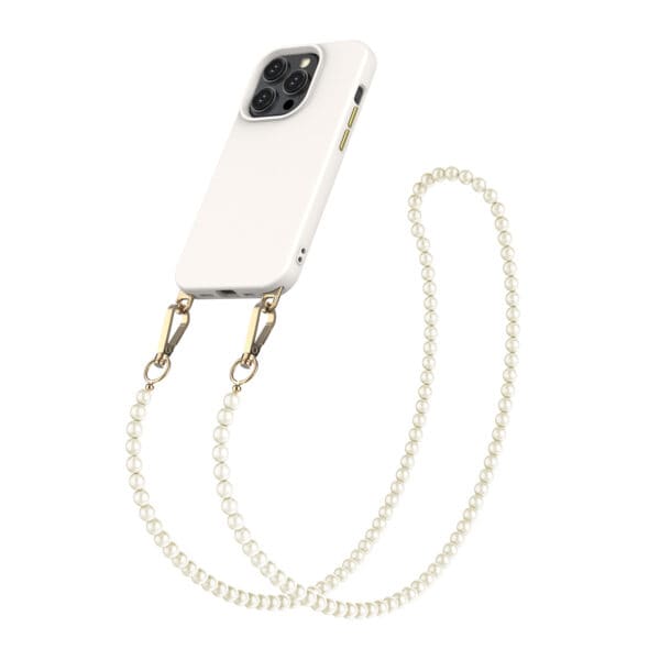 iPhone 15 Pro Max hoesje Solidenz Collection met parelkoord creme pearls
