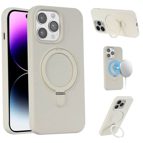 iPhone 15 Pro Max hoesje MagSafe magnetisch telefoonhoesje met standaard beige