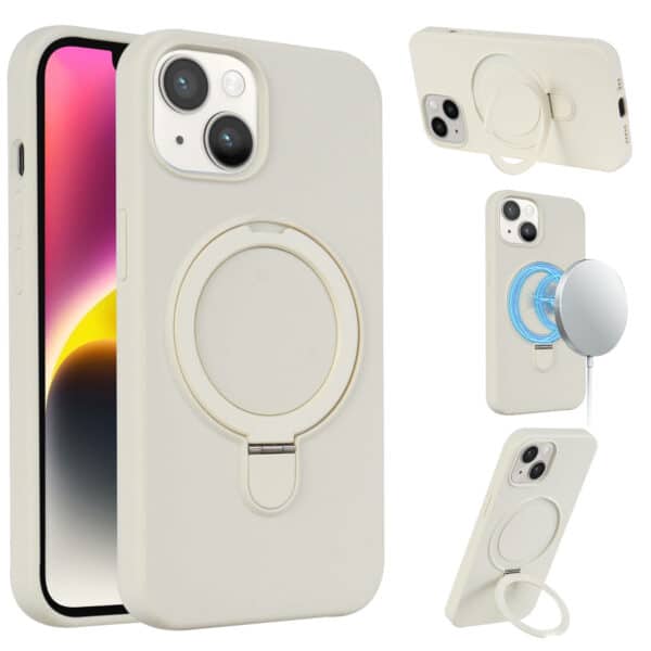 Magnetisch siliconen hoesje iPhone 15 Plus - Beige