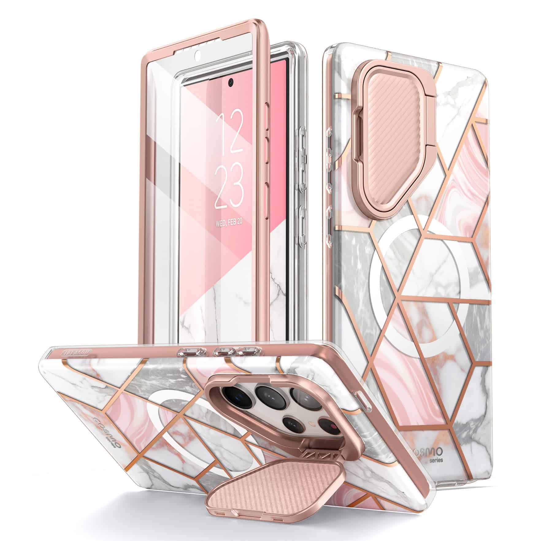 Cosmo 360 hoesje met screenprotector Samsung S24 Ultra - Marmer Main Image