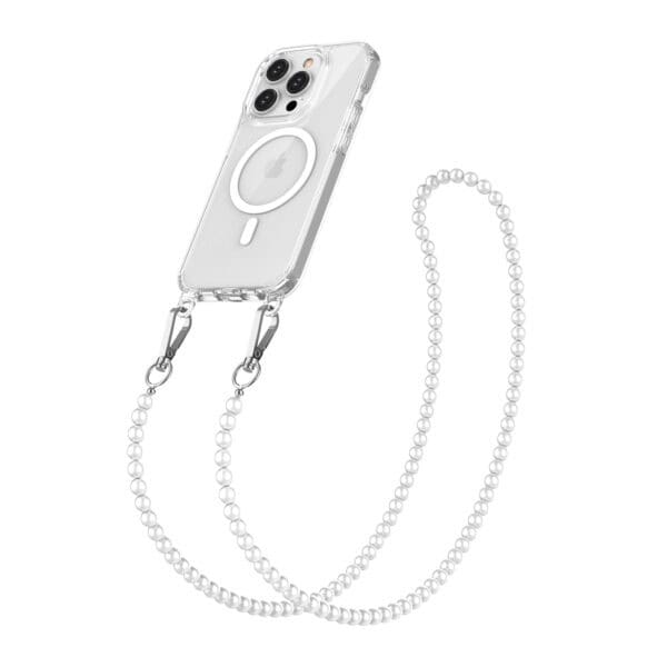 Solidenz Collection iPhone 14 Pro hoesje met afneembare koord - White Pearls