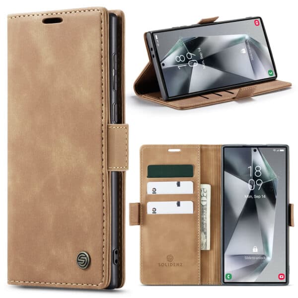 Solidenz Urban Book Samsung Galaxy S25 Ultra hoesje - Bruin