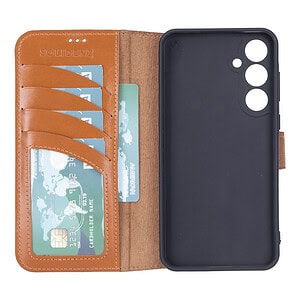 Solidenz Moda Book Samsung A55 echt leren hoesje - Bruin - 1