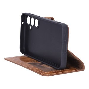 Solidenz Moda Book Samsung A55 echt leren hoesje - Lichtbruin - 4